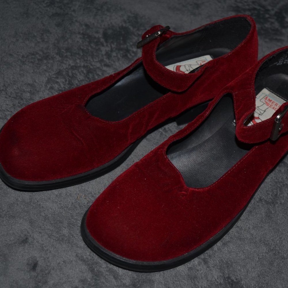 vintage american eagle red velvet mary janes